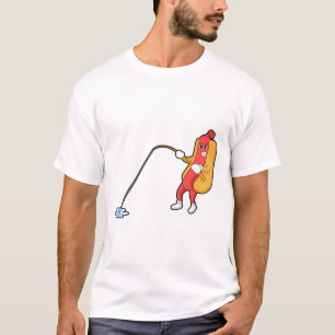 Camiseta Hotdog at Fishing with Fishing rod