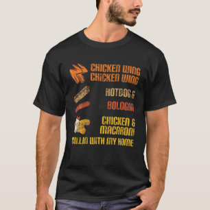 Camiseta Hotdog Bicken Wing Bologna Chicken Macaroni Funny
