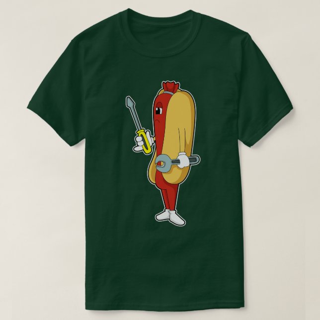 Camiseta Hotdog Como Mecánica Con Herramienta (Diseño del anverso)