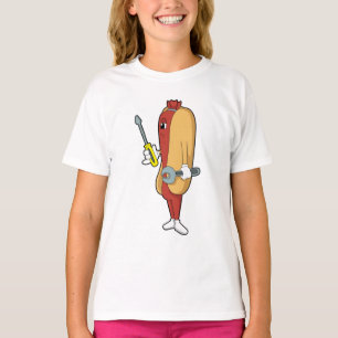 Camiseta Hotdog como mecánico con herramienta