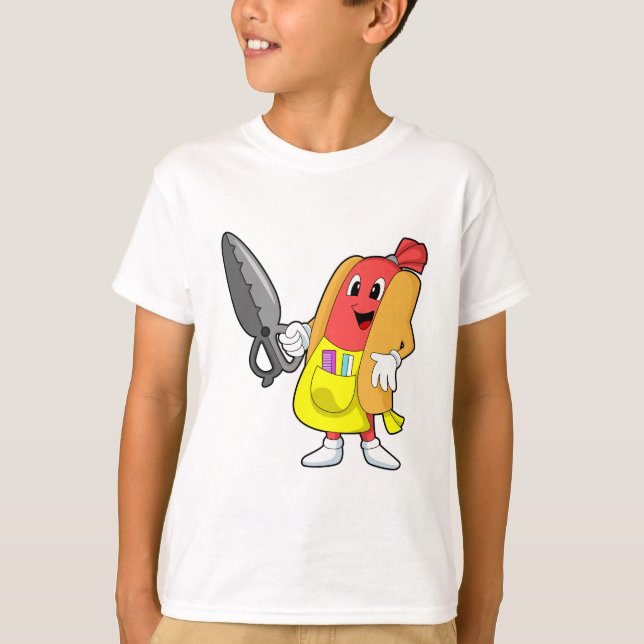 Camiseta Hotdog como peluquero con tijeras (Anverso)