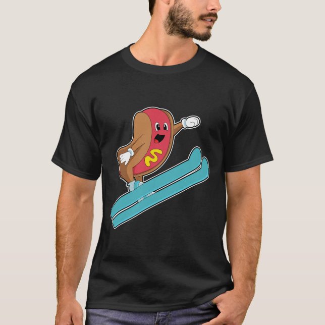 Camiseta Hotdog como saltador de esquí con Ski.PNG (Anverso)
