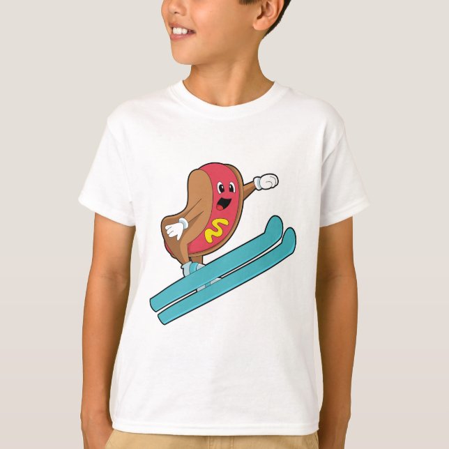 Camiseta Hotdog como saltador de esquí con Ski.PNG (Anverso)