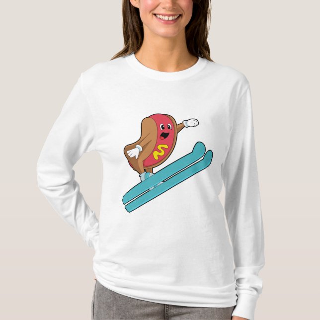 Camiseta Hotdog como saltador de esquí con Ski.PNG (Anverso)