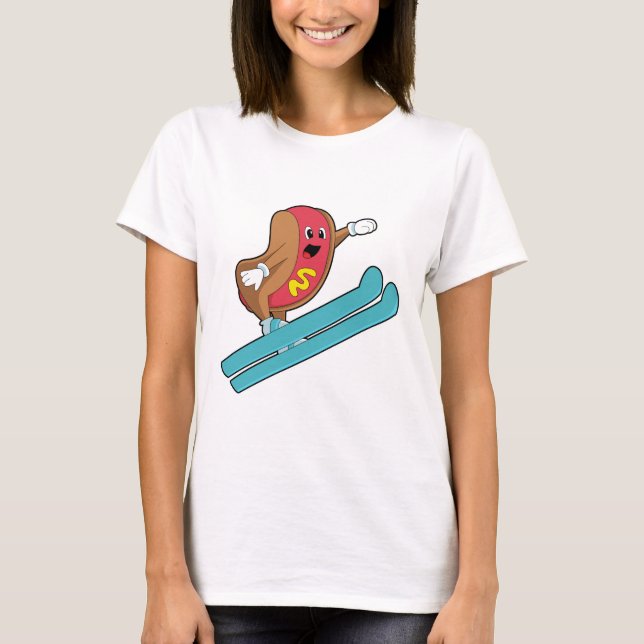 Camiseta Hotdog como saltador de esquí con Ski.PNG (Anverso)