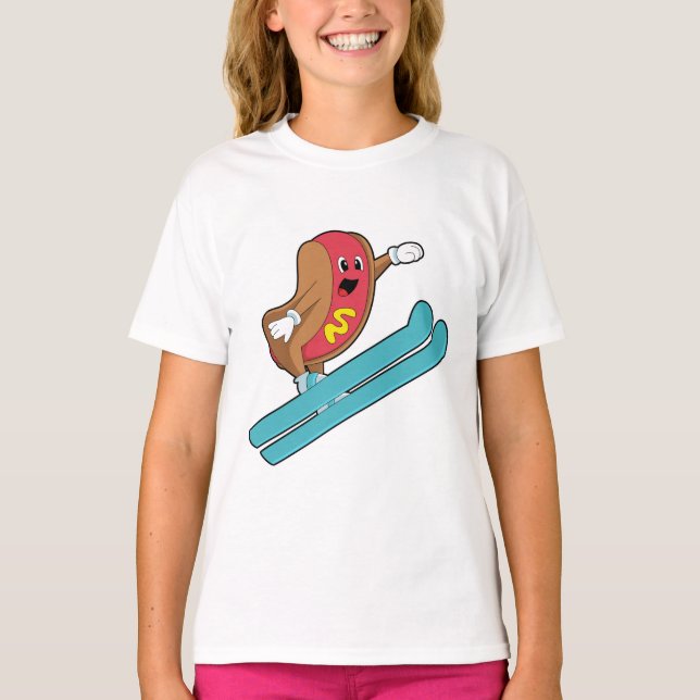 Camiseta Hotdog como saltador de esquí con Ski.PNG (Anverso)