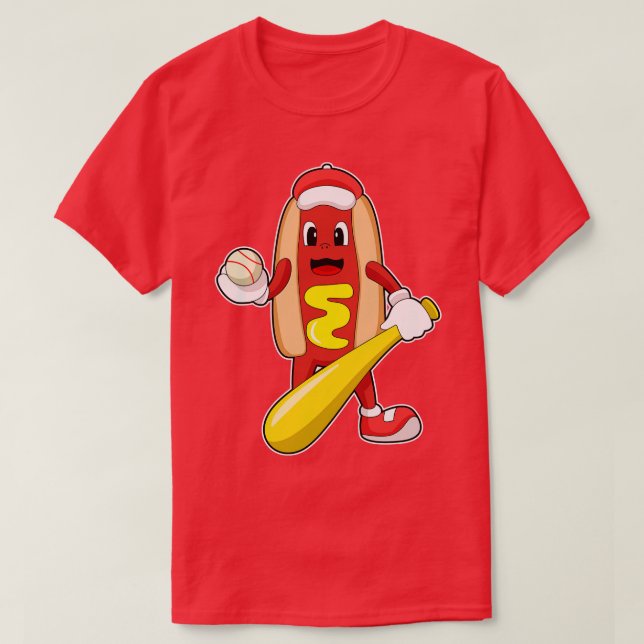 Camiseta Hotdog de Béisbol con bate de béisbol (Diseño del anverso)