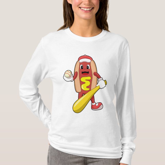 Camiseta Hotdog de Béisbol con bate de béisbol (Anverso)