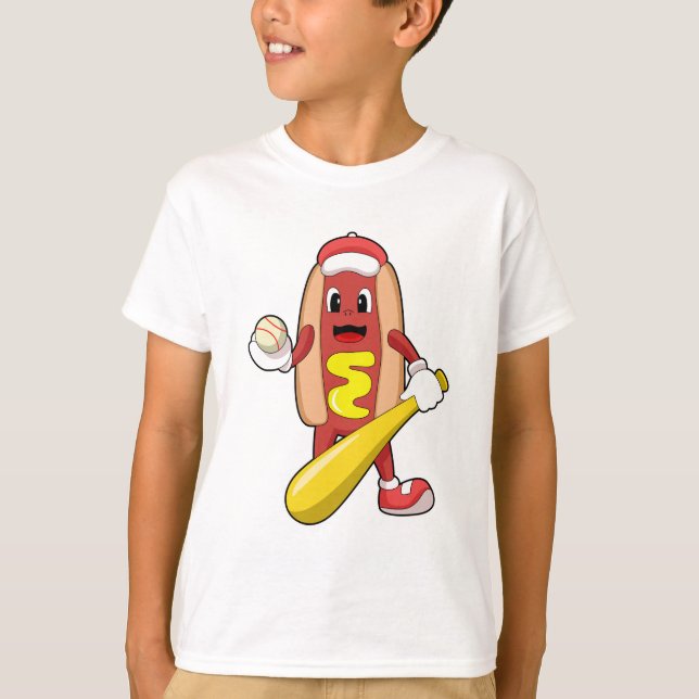 Camiseta Hotdog de Béisbol con bate de béisbol (Anverso)