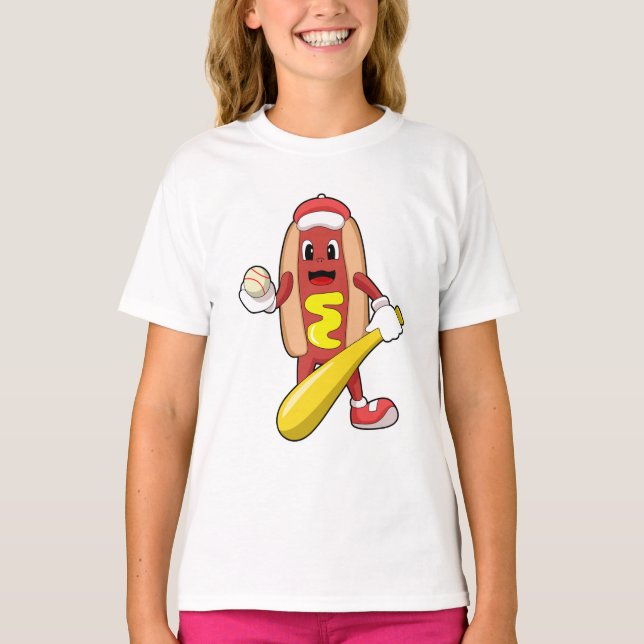 Camiseta Hotdog de Béisbol con bate de béisbol (Anverso)