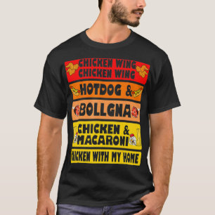 Camiseta Hotdog de pollo Wing Wing y hombres de Bolonia