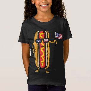 Camiseta Hotdog Gafas De Sol Bandera Americana Estados Unid