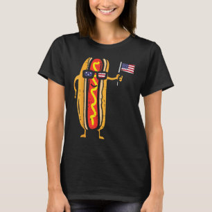 Camiseta Hotdog Gafas De Sol Bandera Americana Estados Unid