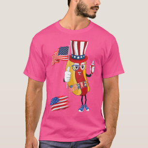 Camiseta Hotdog Gafas De Sol Bandera Estadounidense 4 De Ju
