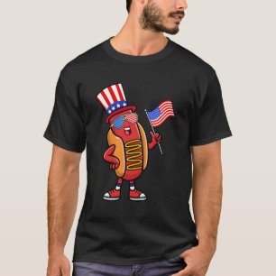 Camiseta Hotdog Gafas De Sol Bandera Estadounidense 4 De Ju
