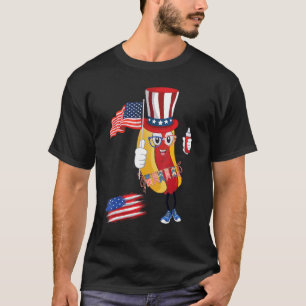 Camiseta Hotdog Gafas De Sol Bandera Estadounidense 4 De Ju