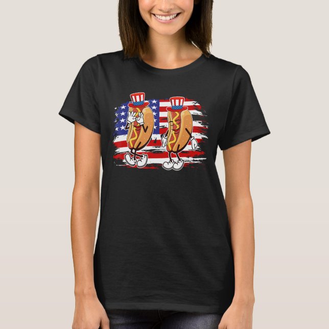 Camiseta Hotdog Griddy Dance 4th of July 2023 Boys Girls Wo (Anverso)