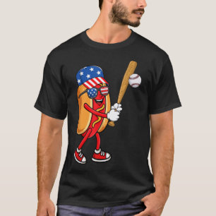Camiseta Hotdog Jugando Al Béisbol Eeuu Independence Day 4O