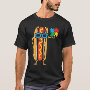 Camiseta Hotdog Puzzle Cute Autism Awareness ASD Food Lover