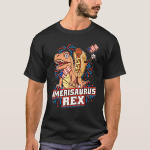 Camiseta Hotdog Rex Dinosaur 4 de Julio Amerisaurus 1
