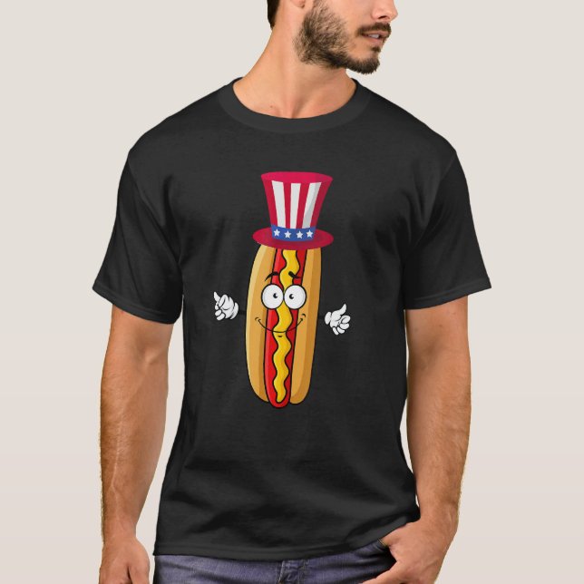 Camiseta Hotdog Sunglasses American Flag USA 4th Of July (Anverso)