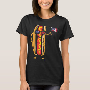 Camiseta Hotdog Sungles Bandera Estadounidense Usa Gracioso