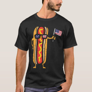 Camiseta Hotdog Sungles Bandera Estadounidense Usa Gracioso