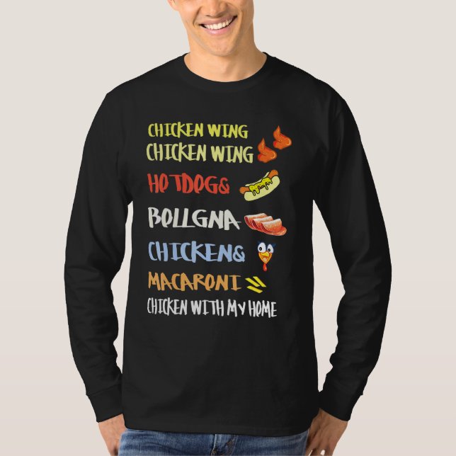 Camiseta Hotdog Y Niños De Bolonia De Gallina De Pollo Wing (Anverso)