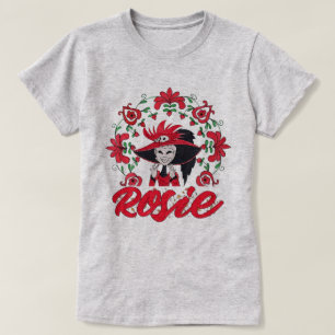 Camiseta Hotel Hazbin Rosie con marco de flores rojas