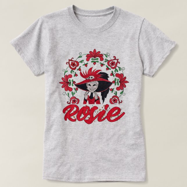 Camiseta Hotel Hazbin Rosie con marco de flores rojas (Diseño del anverso)