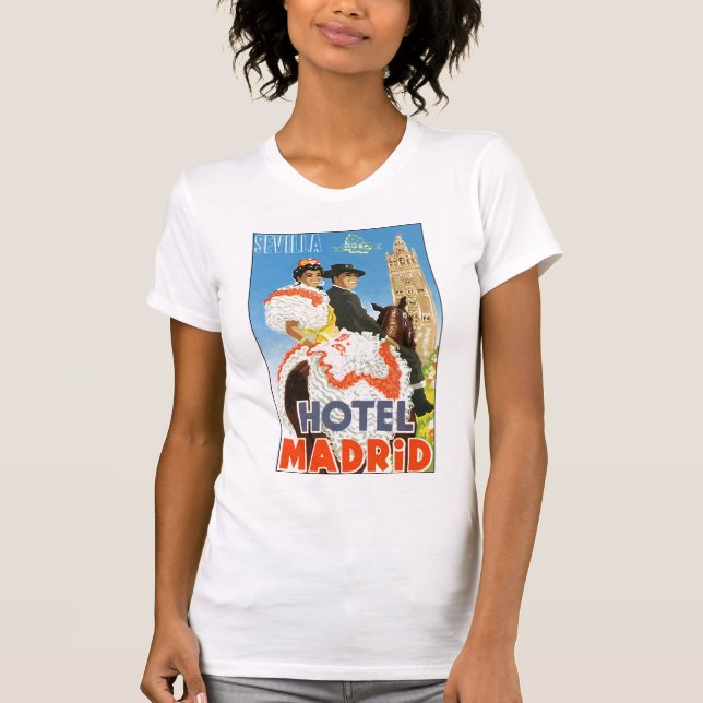 Camiseta Hotel Madrid Vintage Travel Poster (Anverso)