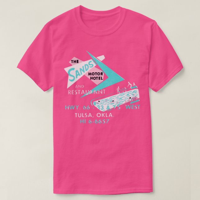 Camiseta Hotel Sands Motor en Ruta de los años 50 (Diseño del anverso)