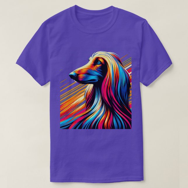 Camiseta Hound afgano colorido Perro afgano Hound Art 1 (Diseño del anverso)