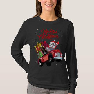 Camiseta Hound Afgano Con Santa Claus En Camión Rojo
