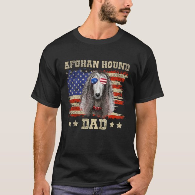 Camiseta Hound Afgano Papá Merica Bandera Estadounidense Pe (Anverso)