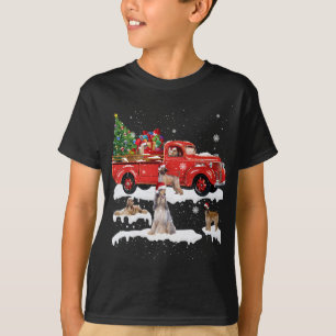 Camiseta Hound Afgano viajando en camión rojo con mamáes na