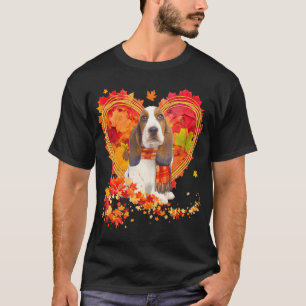 Camiseta Hound Basset Con Corazón Hecho De Hojas De Otoño