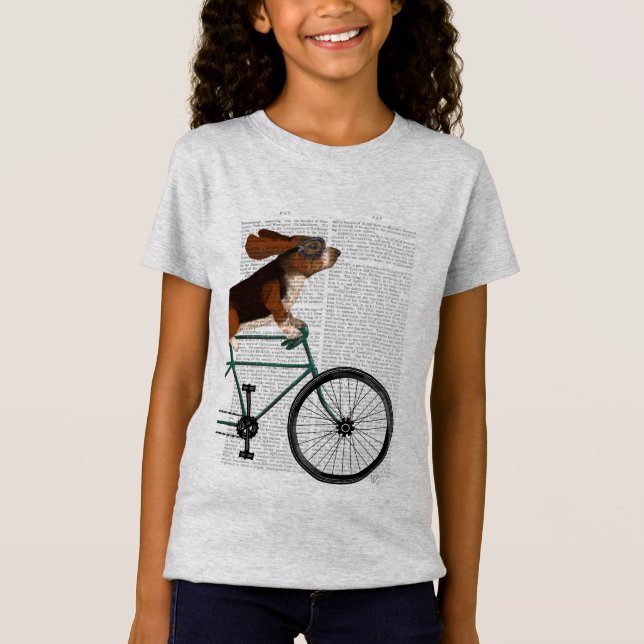 Camiseta Hound Basset en la bicicleta (Anverso)