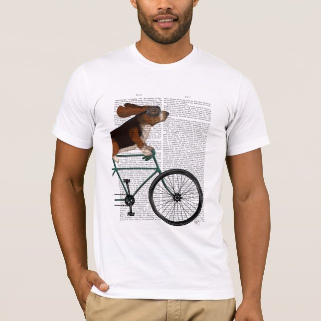Camiseta Hound Basset en la bicicleta (Anverso)