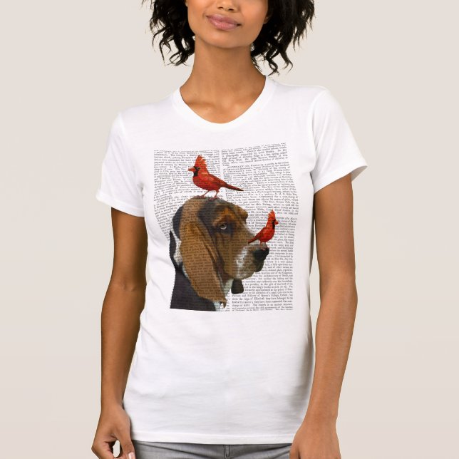 Camiseta Hound Basset y Aves (Anverso)