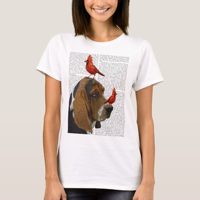 Camiseta Hound Basset y Aves (Anverso)
