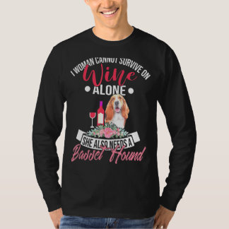 Camiseta Hound Basset Y Vino Para Madres De Perro Basset