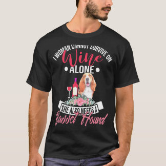 Camiseta Hound Basset Y Vino Para Madres De Perro Basset