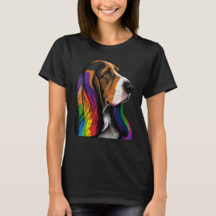 Camiseta Hound Gay Prig Dog LGBT Rainbow Flag en el Basset 