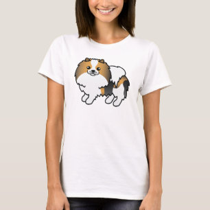 Camiseta Hound Tricolor Pomeranian Cute Cartog Perro