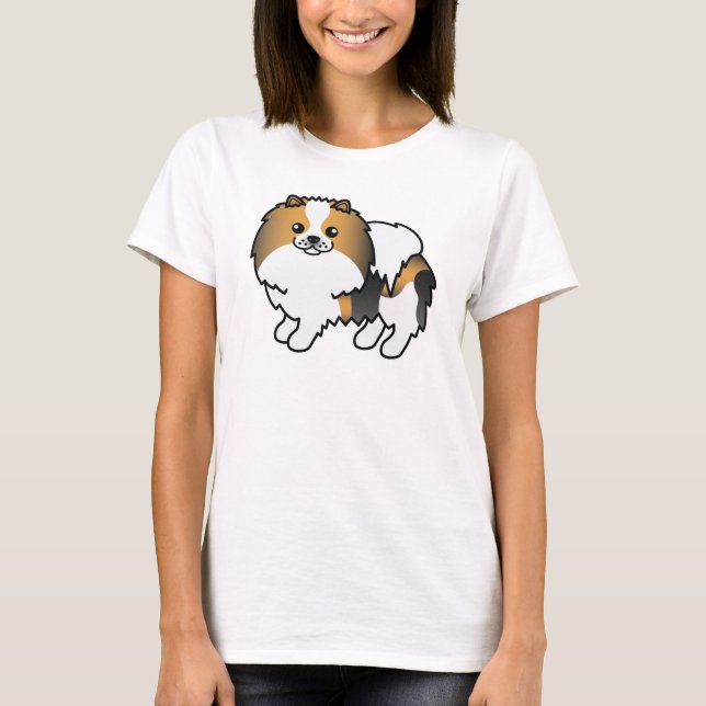 Camiseta Hound Tricolor Pomeranian Cute Cartog Perro (Anverso)