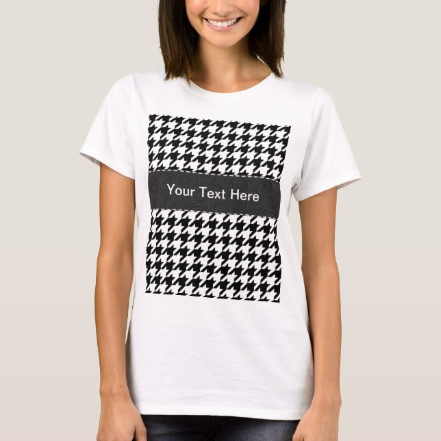Camiseta Houndstooth negro y blanco (Anverso)