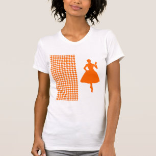 Camiseta Houndstoth Tangerine Modern con Silhouette de Moda