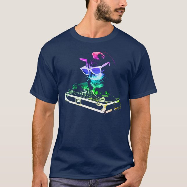 Camiseta HOUSE CAT Rainbow DJ Kitty friends funny (Anverso)