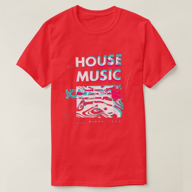 Camiseta House Music All Night Glitch Optical IllusionEDM R (Diseño del anverso)